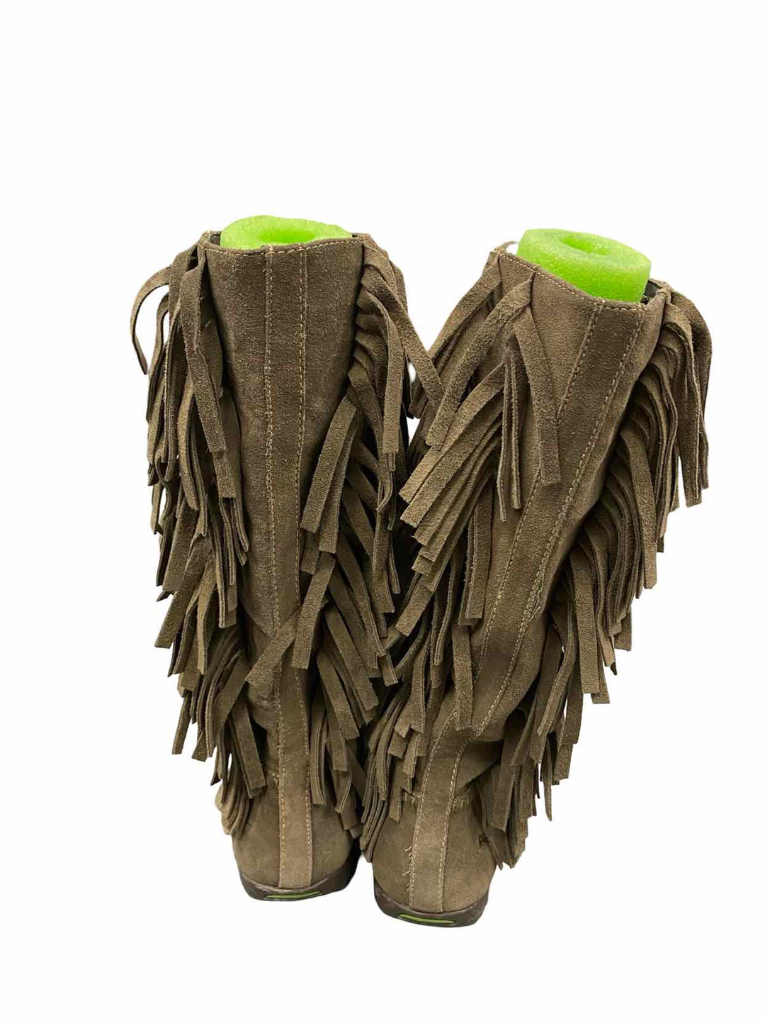 Earth Shoe Size 8.5 Brown Suede Caribou Fringe Western Tribal Pull Boots(knee)