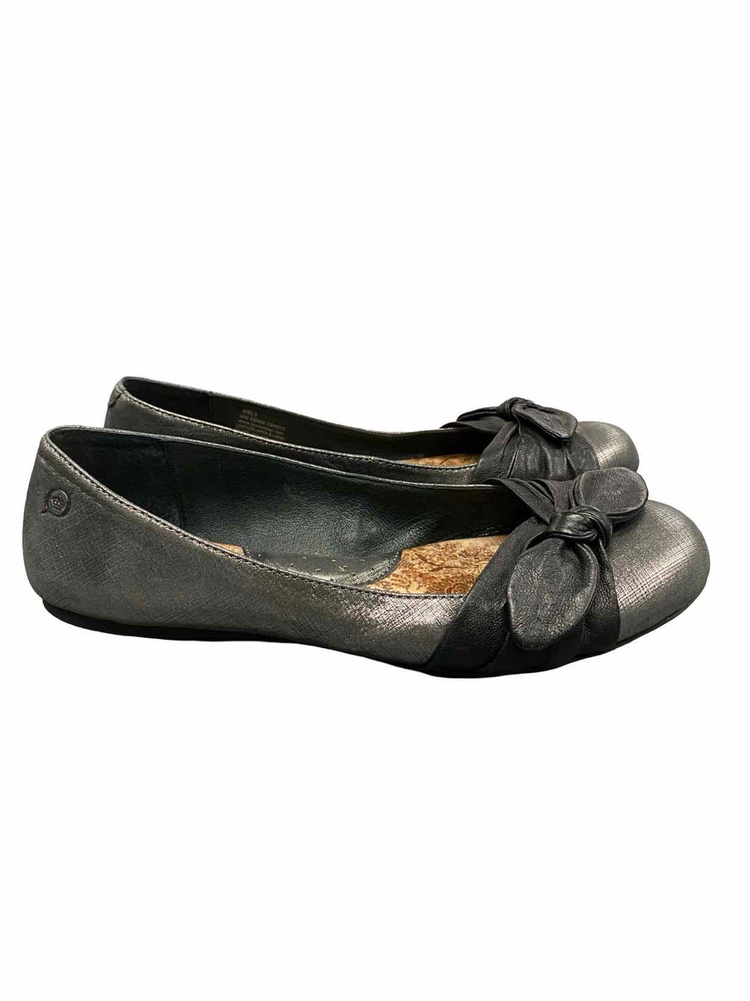 Born Shoe Size 9 Grey Metallic Leather Molly Flats