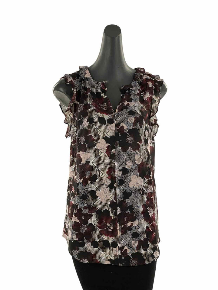 Cabi Size S white & black Red Print Sheer Tank Top