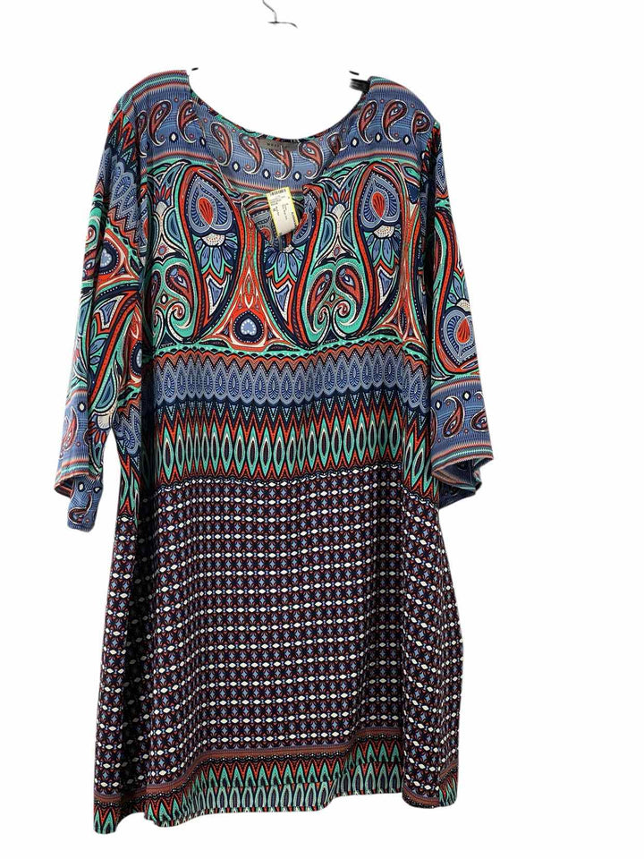 West Kei Size M Blue Multi Print Dress