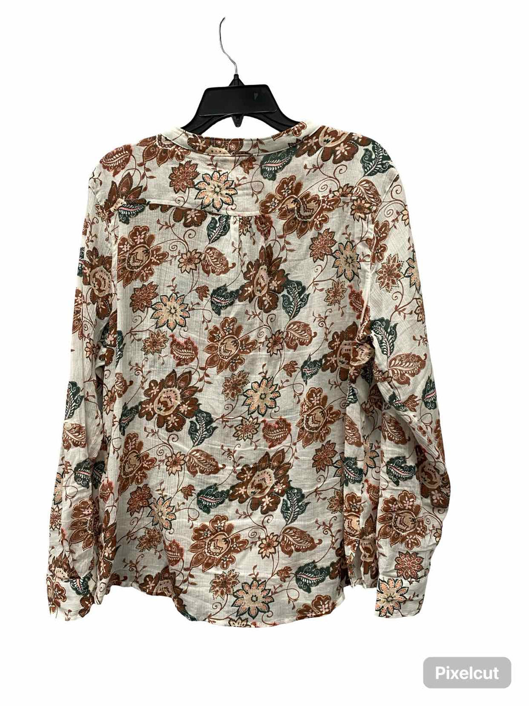 Carve Designs Size XL White Pink Floral Cotton Long Sleeve Shirts