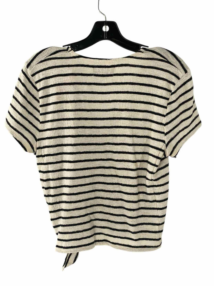 MadeWell Size S White Black Stripes Short Sleeve Shirts