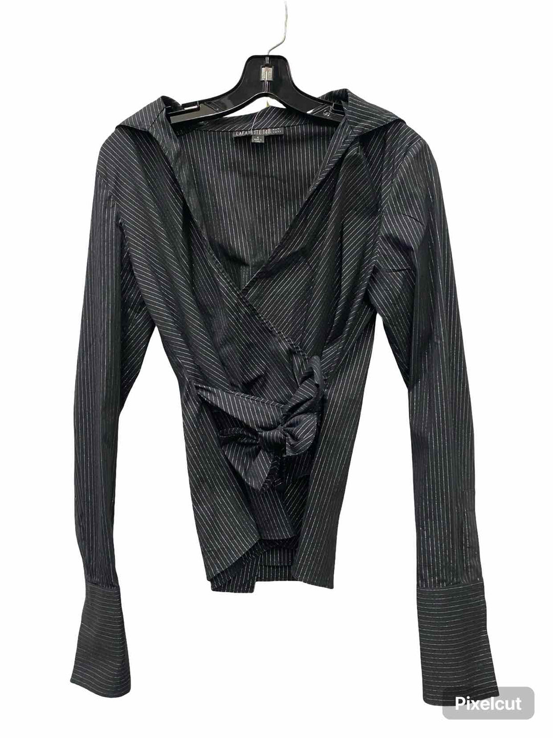 Lafayette 148 Size 4 Black Silver Stripes Long Sleeve Shirts