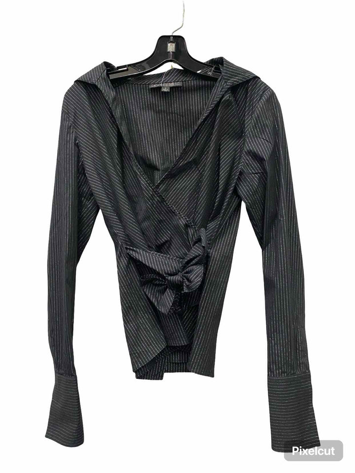 Lafayette 148 Size 4 Black Silver Stripes Long Sleeve Shirts