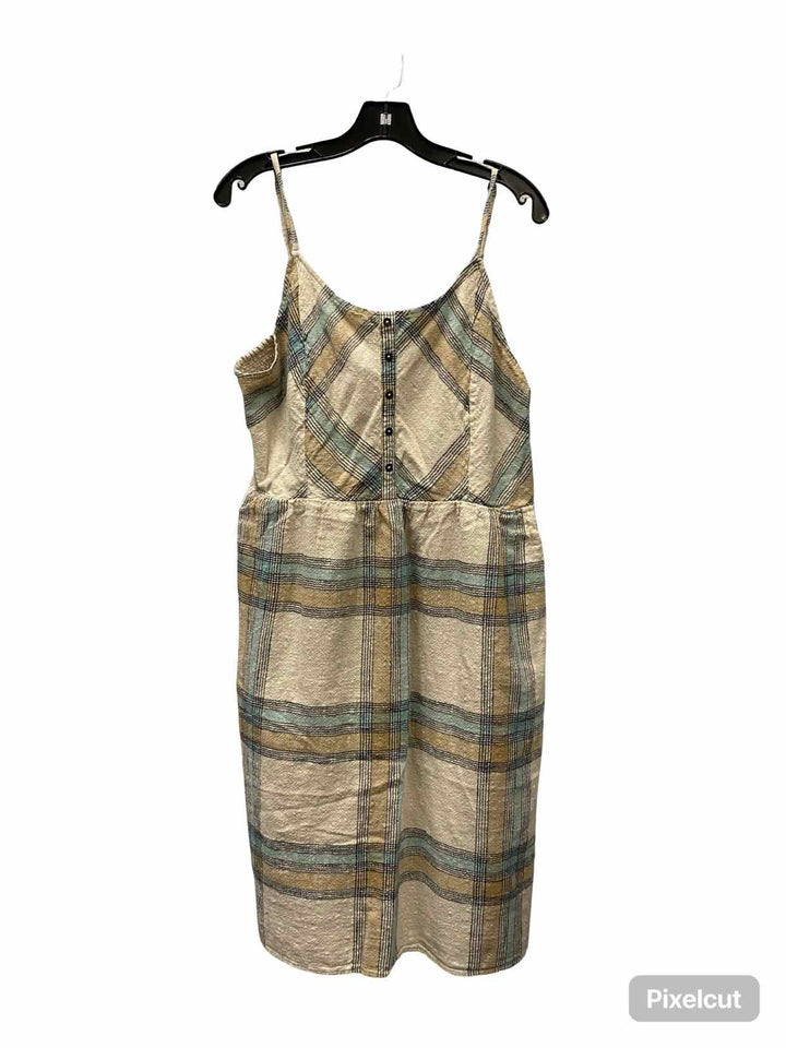 Unknown Brand Size XXL Beige Plaid 100% cotton Dress