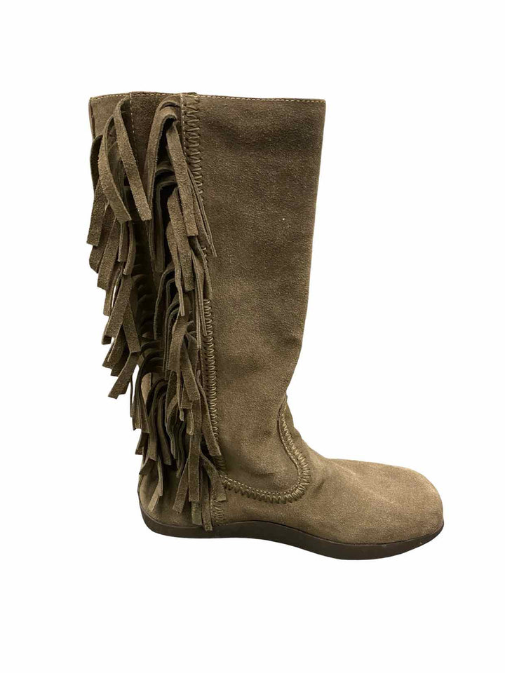 Earth Shoe Size 8.5 Brown Suede Caribou Fringe Western Tribal Pull Boots(knee)