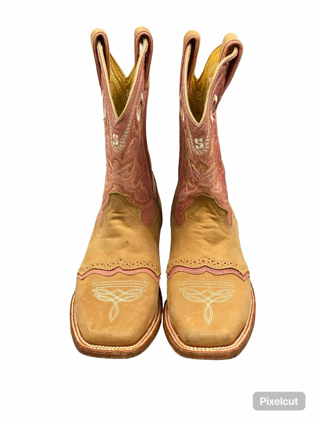 Stephy by Lamas Shoe Size 7.5 Pink Beige Leather Cowboy Boots(knee)
