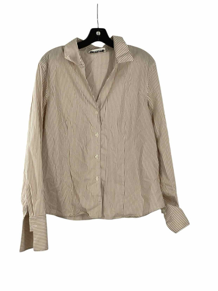 Calvin Klein Size 14 White Brown Long Sleeve Shirts