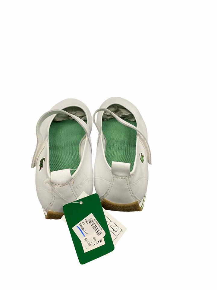 Lacoste Shoe Size 8.5 White Leather Antibes Mary Jane Flats