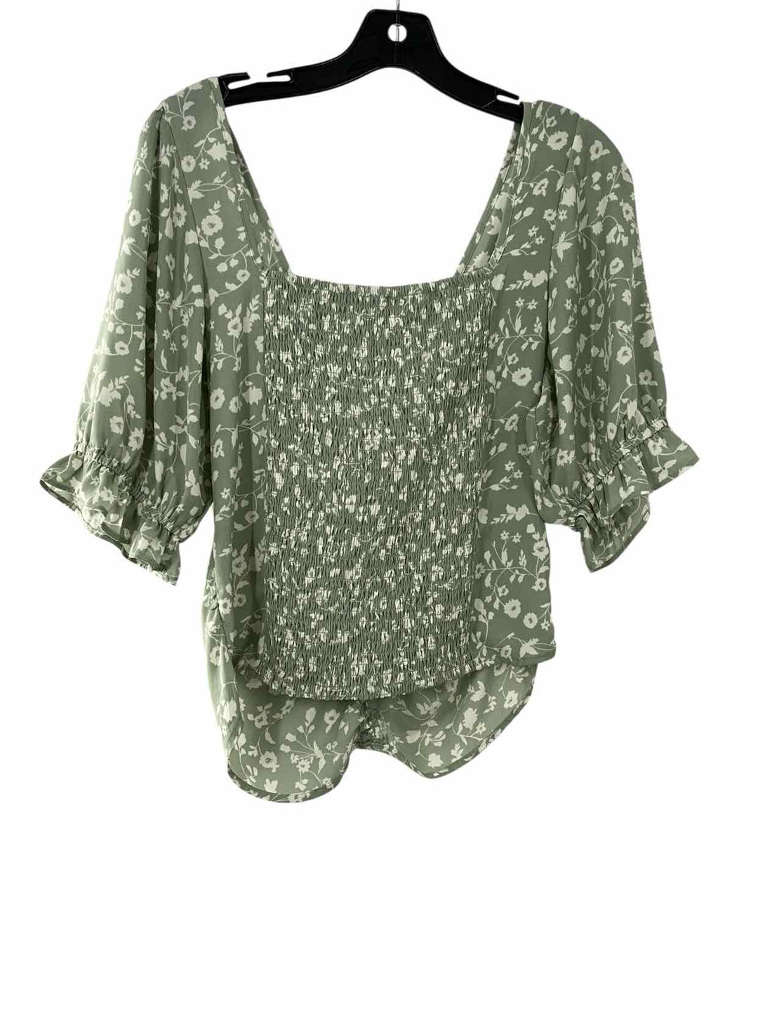 Abercrombie & Fitch Size L Sage Green White Floral Long Sleeve Shirts