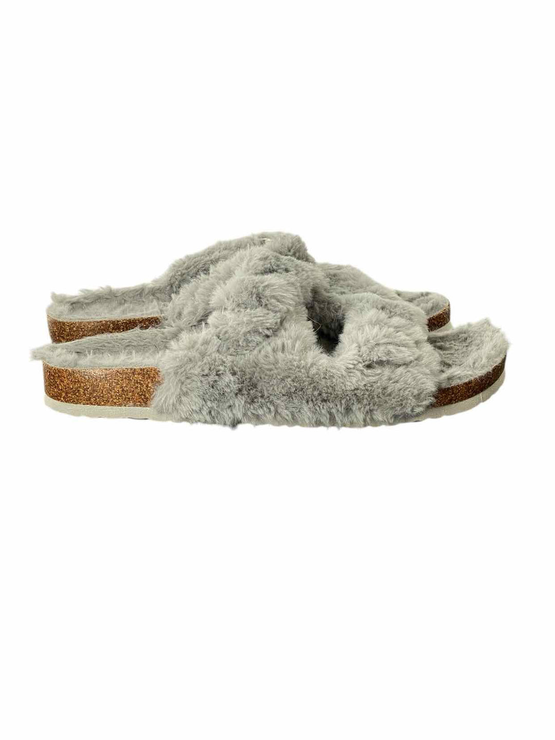 Shoe Size 9 Grey Fuzzy Slippers