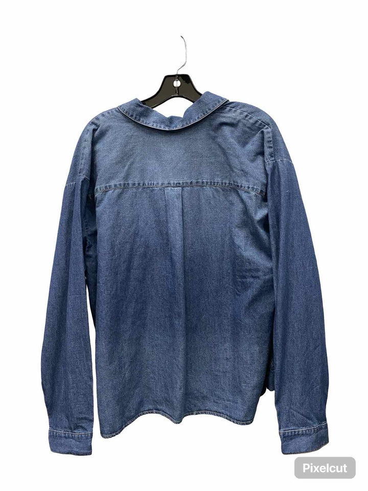 J Jill Size L Blue Long Sleeve Shirts