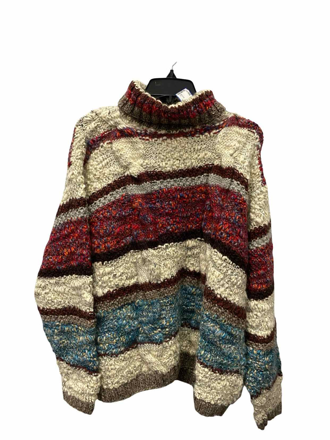 Eddie Bauer Size L Beige Red 100% Wool Sweater