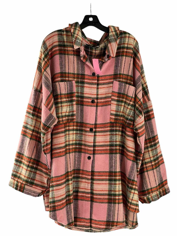 J.NNA Size 2XL Pink/Green Orange Plaid Jacket