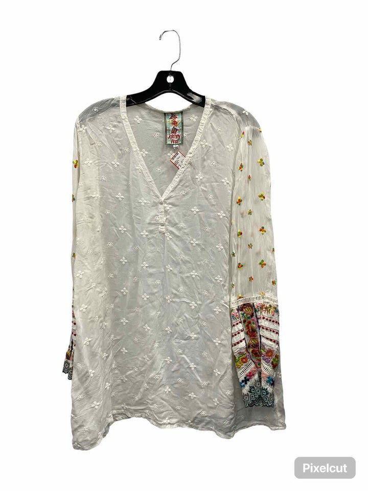 Johnny Was Size L White Multi Print Long Sleeve Shirts