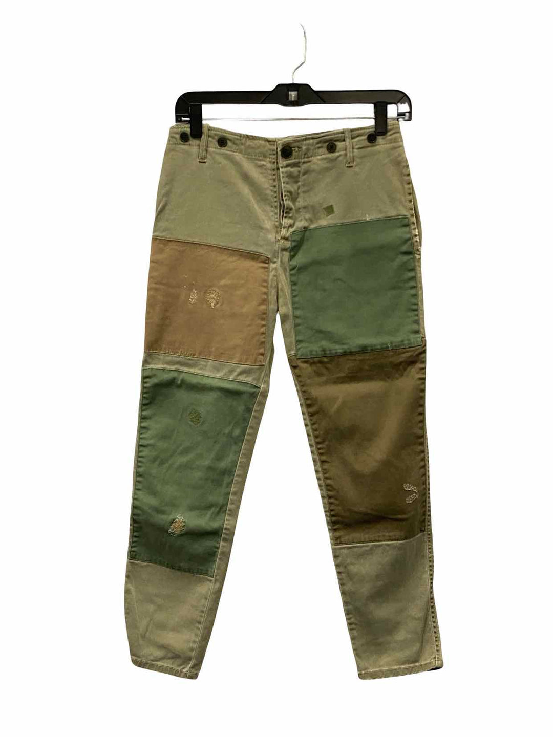 ZARA Size 2 Green Brown Patchwork Pants