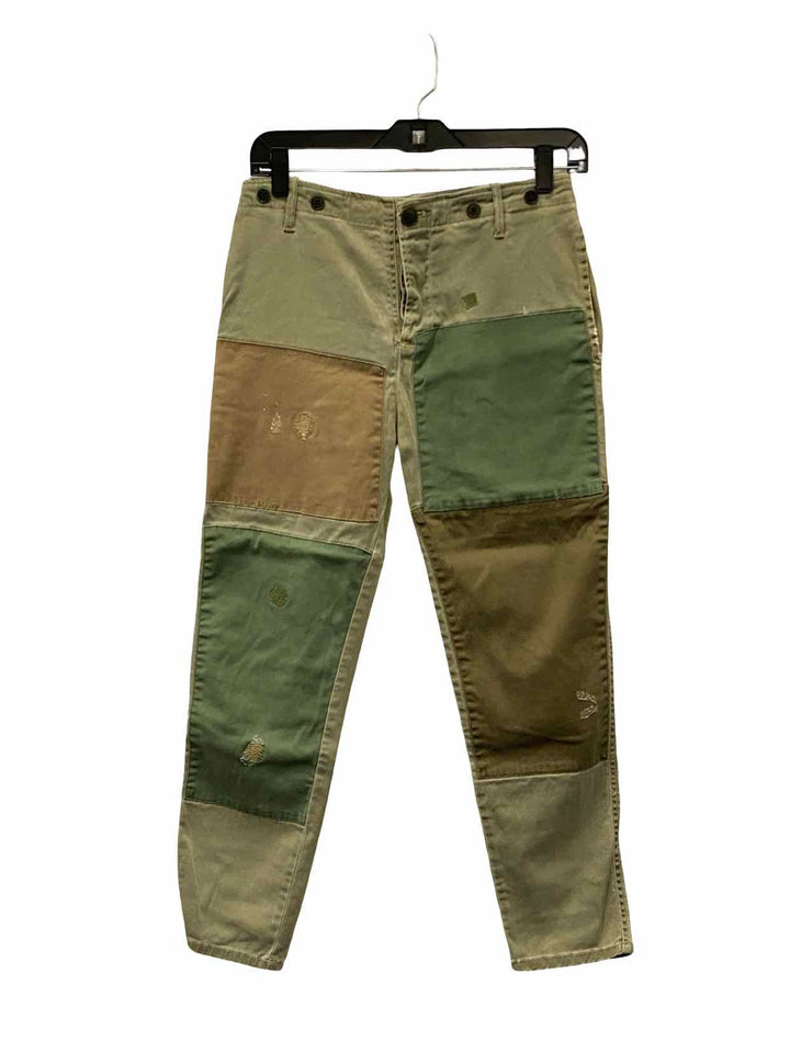 ZARA Size 2 Green Brown Patchwork Pants