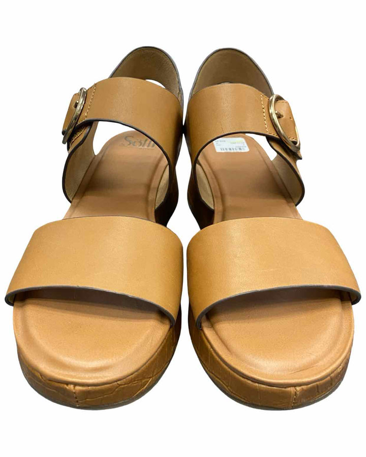 Sofft Shoe Size 9 Brown Leather Faedra Platform Wedge Sandals
