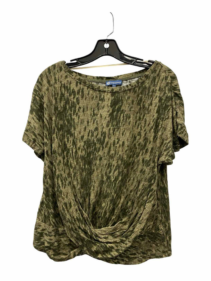 Democracy Size XL Green Print Short Sleeve Shirts