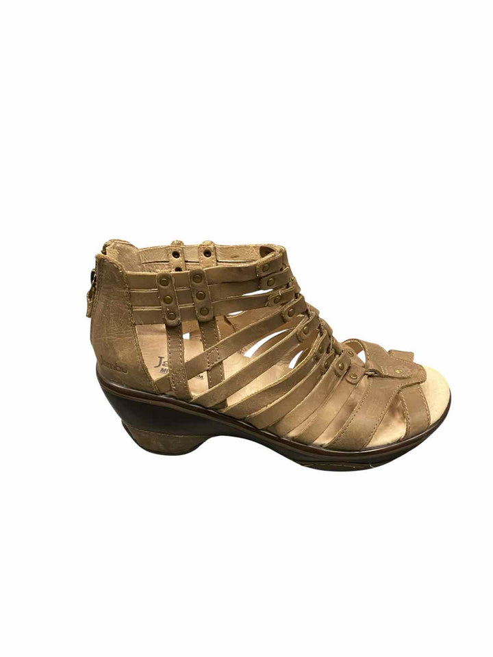 Jambu Shoe Size 6.5 Brown Leather Sugar Wedge Sandals