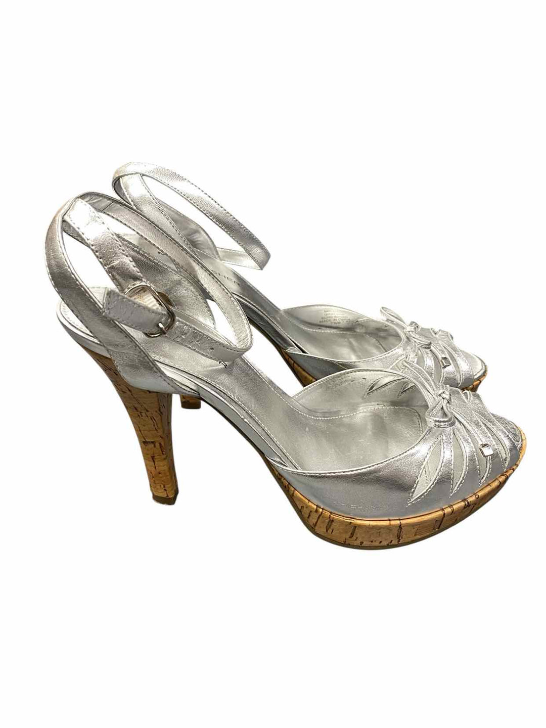 Marc Fisher Shoe Size 7.5 Silver Open Toe Heels