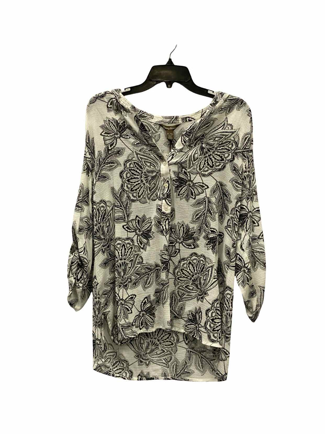 Tommy Bahama Size XL White Black Floral 100% cotton Long Sleeve Shirts