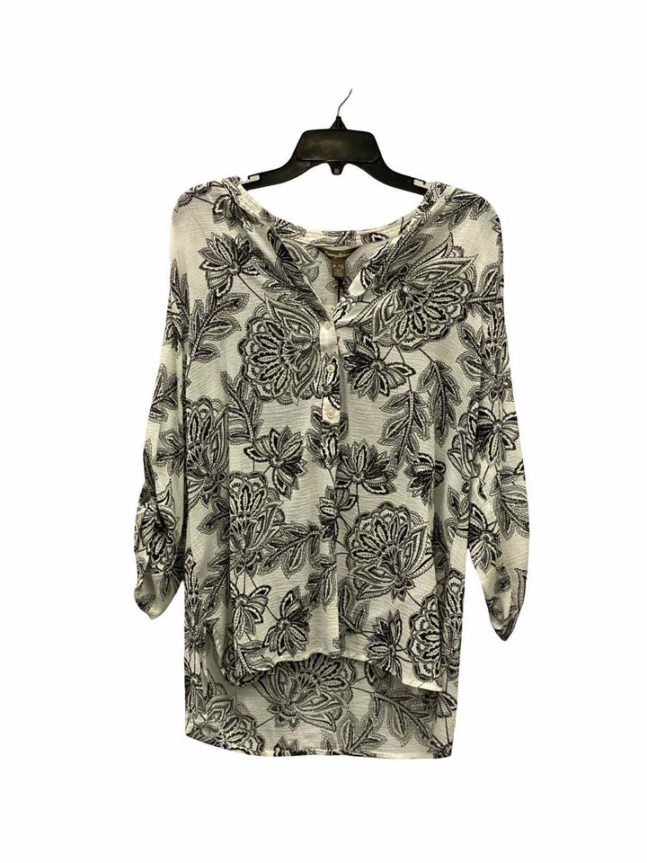Tommy Bahama Size XL White Black Floral 100% cotton Long Sleeve Shirts