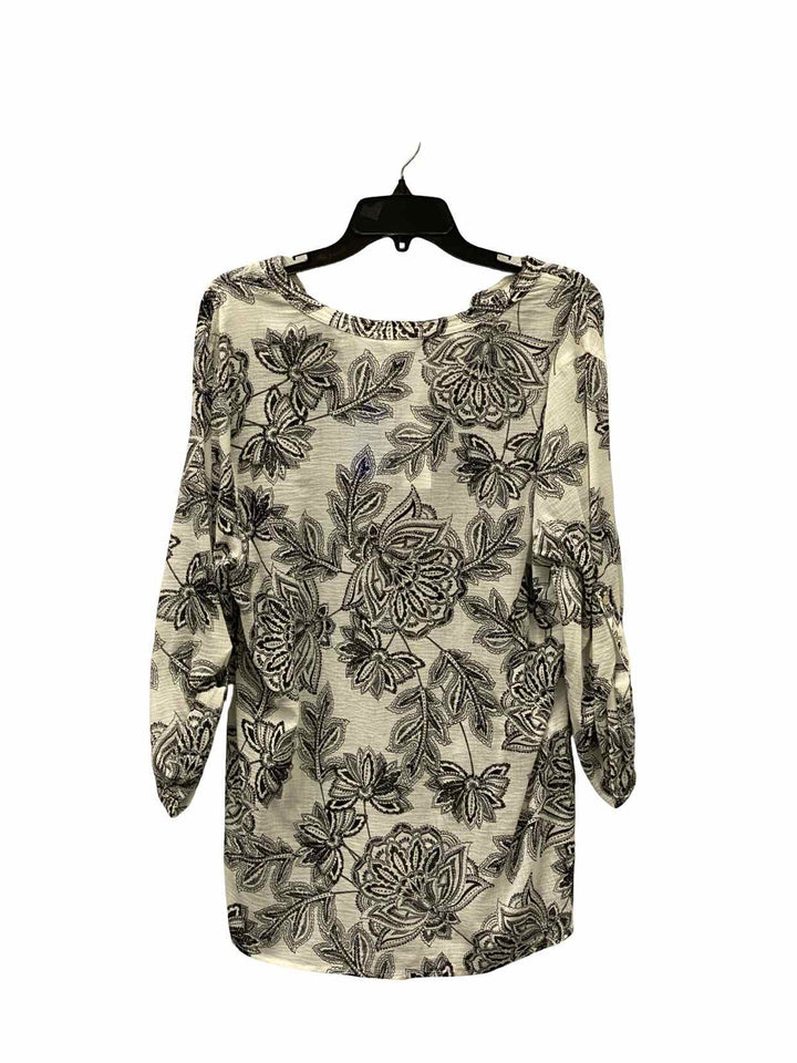 Tommy Bahama Size XL White Black Floral 100% cotton Long Sleeve Shirts