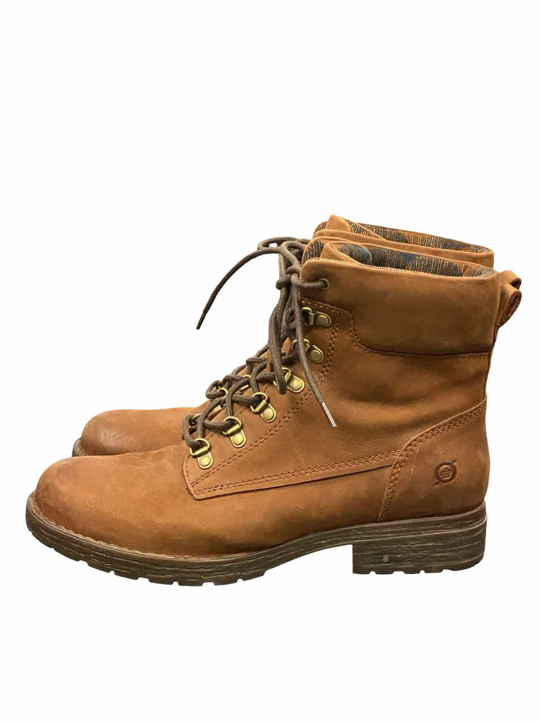 Born Shoe Size 8.5 Brown Leather Combat Moto Biker Lace-Up Boots(Ankle)