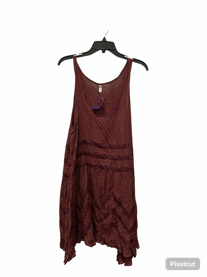 Free People Size XL Burgundy White Dots Tank Top