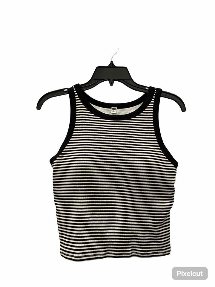 Uni Glo Size M Black White Stripe Tank Top