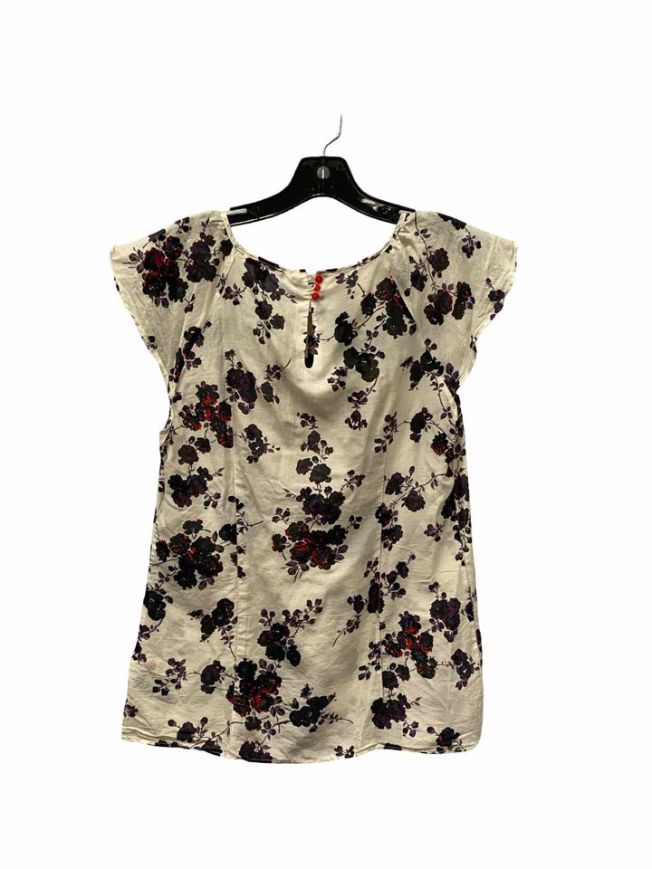 Gap Size S White Floral Cotton/Silk Blend Short Sleeve Shirts