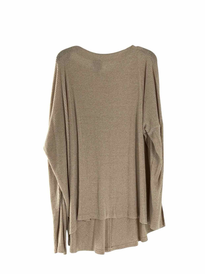 Bobeau Size 3X Beige Ribbed Long Sleeve Shirts