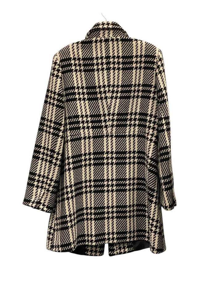 Lands End Size 12 Black White Shell; 51% Wool Coat(Long)
