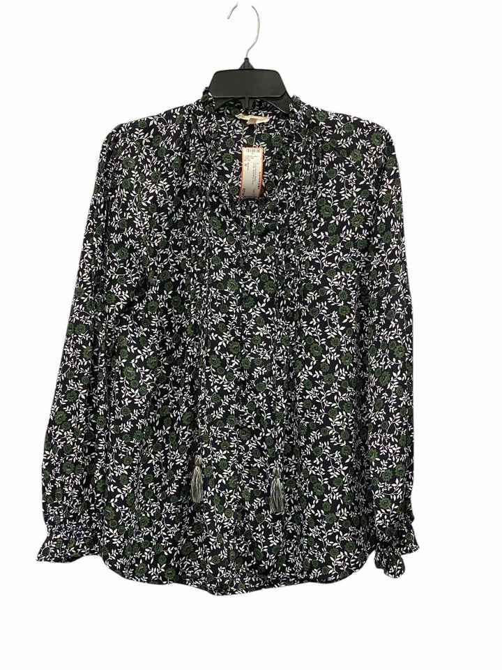 Mystree Size M Green Blue/White Floral Long Sleeve Shirts