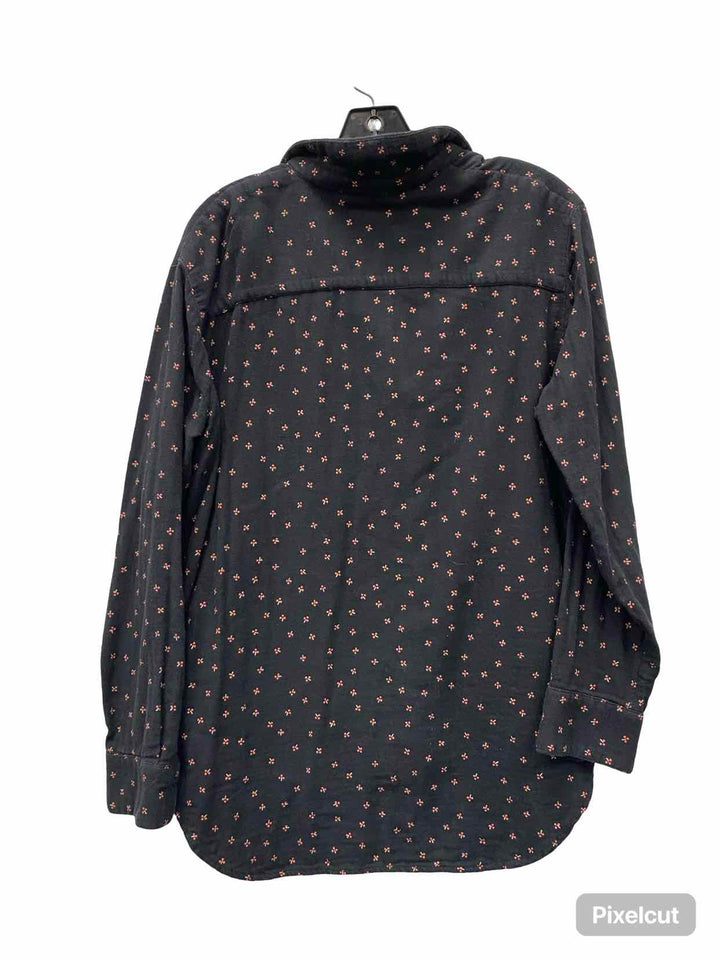 MadeWell Size M Black Red Print Long Sleeve Shirts
