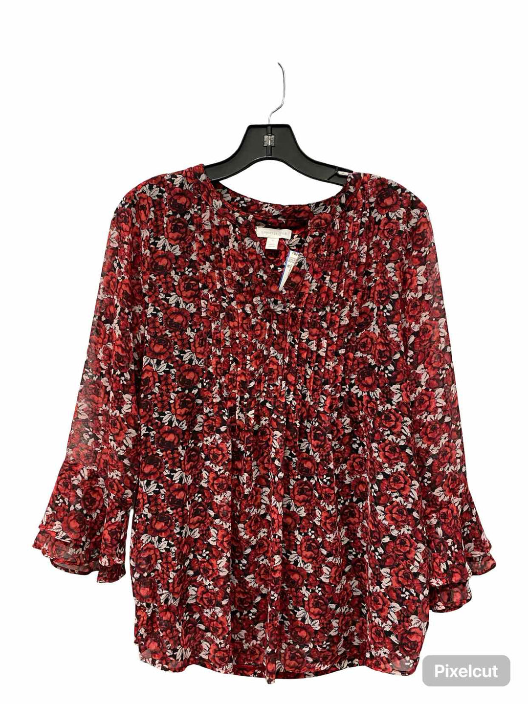Charter Club Size M Red Floral Long Sleeve Shirts