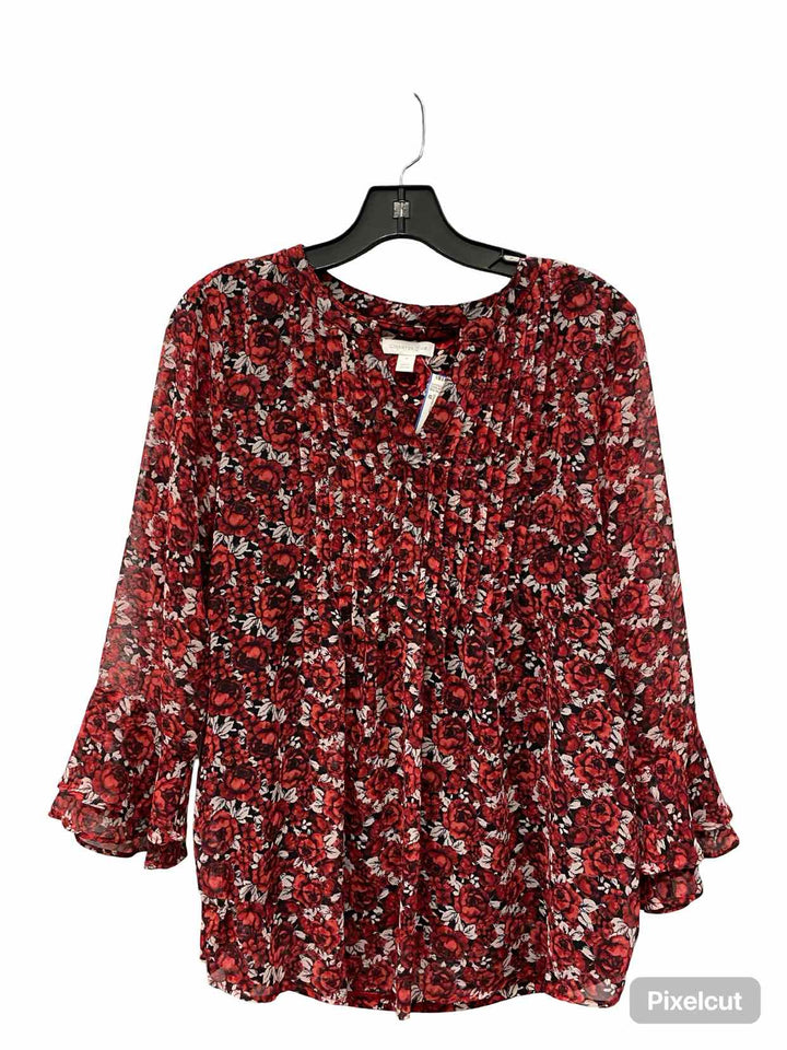 Charter Club Size M Red Floral Long Sleeve Shirts