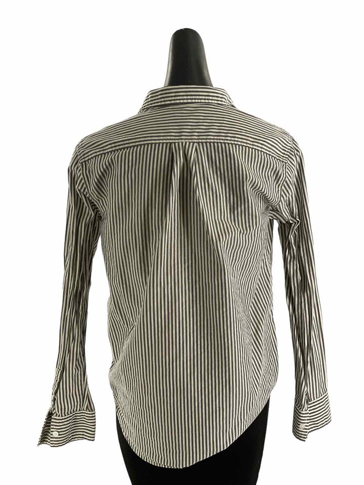 Everlane Size 2 White Gray Stripe Long Sleeve Shirts