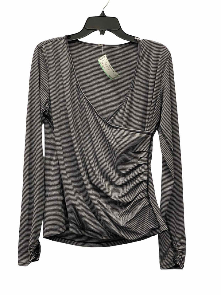 Lululemon Size M/L Black Grey Striped Long Sleeve Shirts