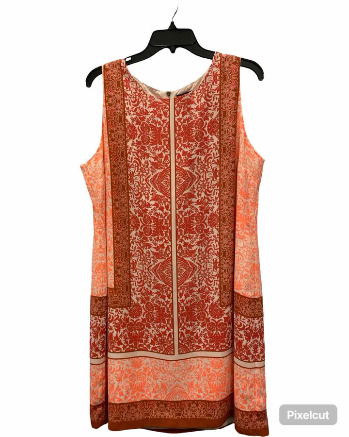 Vince Camuto Size 14 White Pink Print Dress