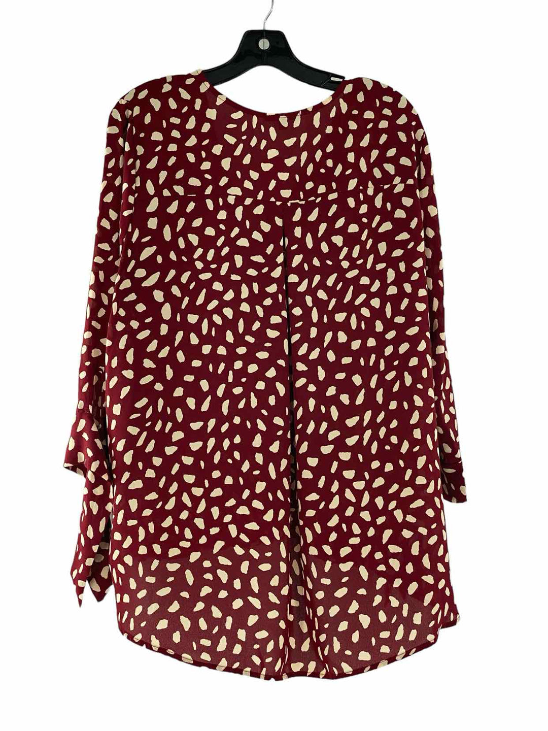 West Kei Size XXL Red Cream Print Long Sleeve Shirts