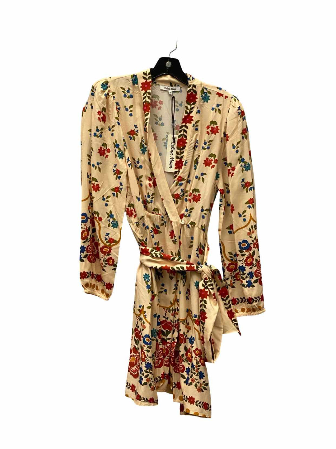 celina moon long sleeve wrap mini dress Celina Moon Size S Nude Multi Flag Dress – Alaskan Dames