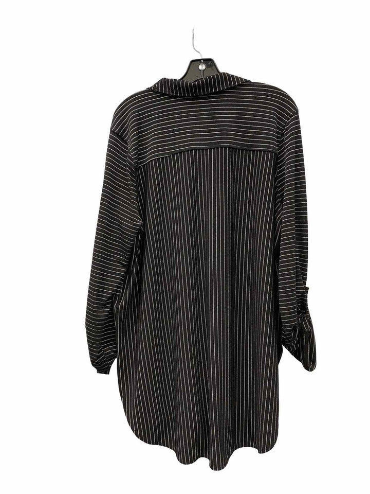 Apt. 9 Size XL Black Silver Striped Long Sleeve Shirts