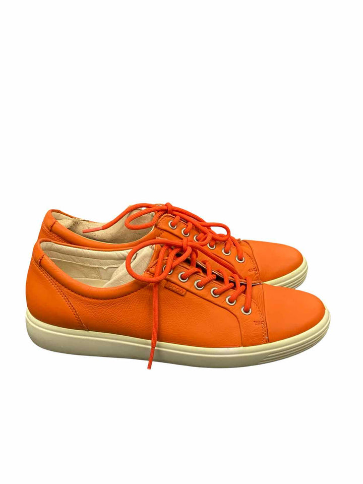 Ecco Shoe Size 11 Orange Leather Soft 7 Sneakers