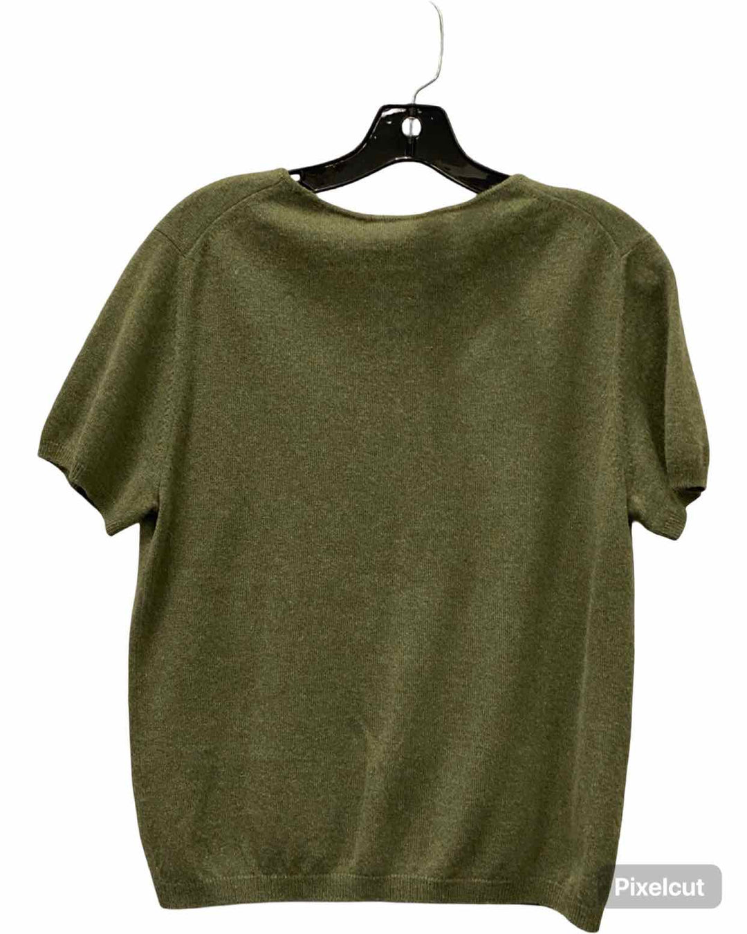 Lands End Size M Green 100% cashmere Short Sleeve Shirts