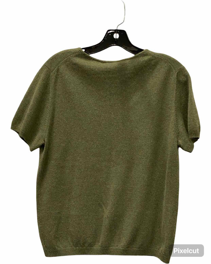 Lands End Size M Green 100% cashmere Short Sleeve Shirts