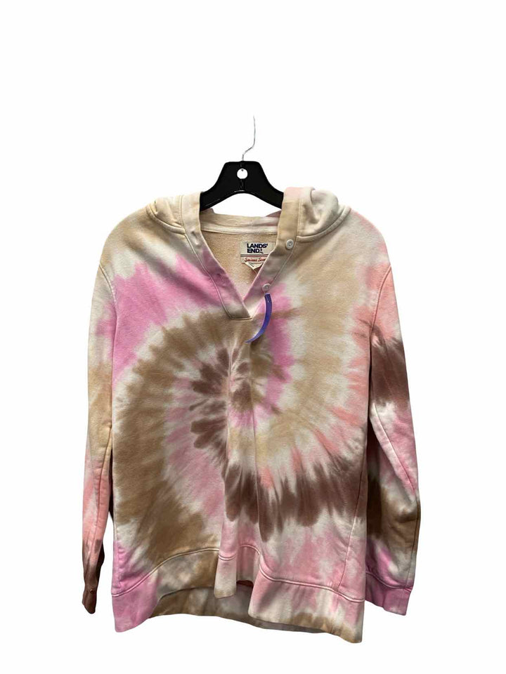 Lands End Size S White Pink Tie Die 75% Cotton Sweatshirt