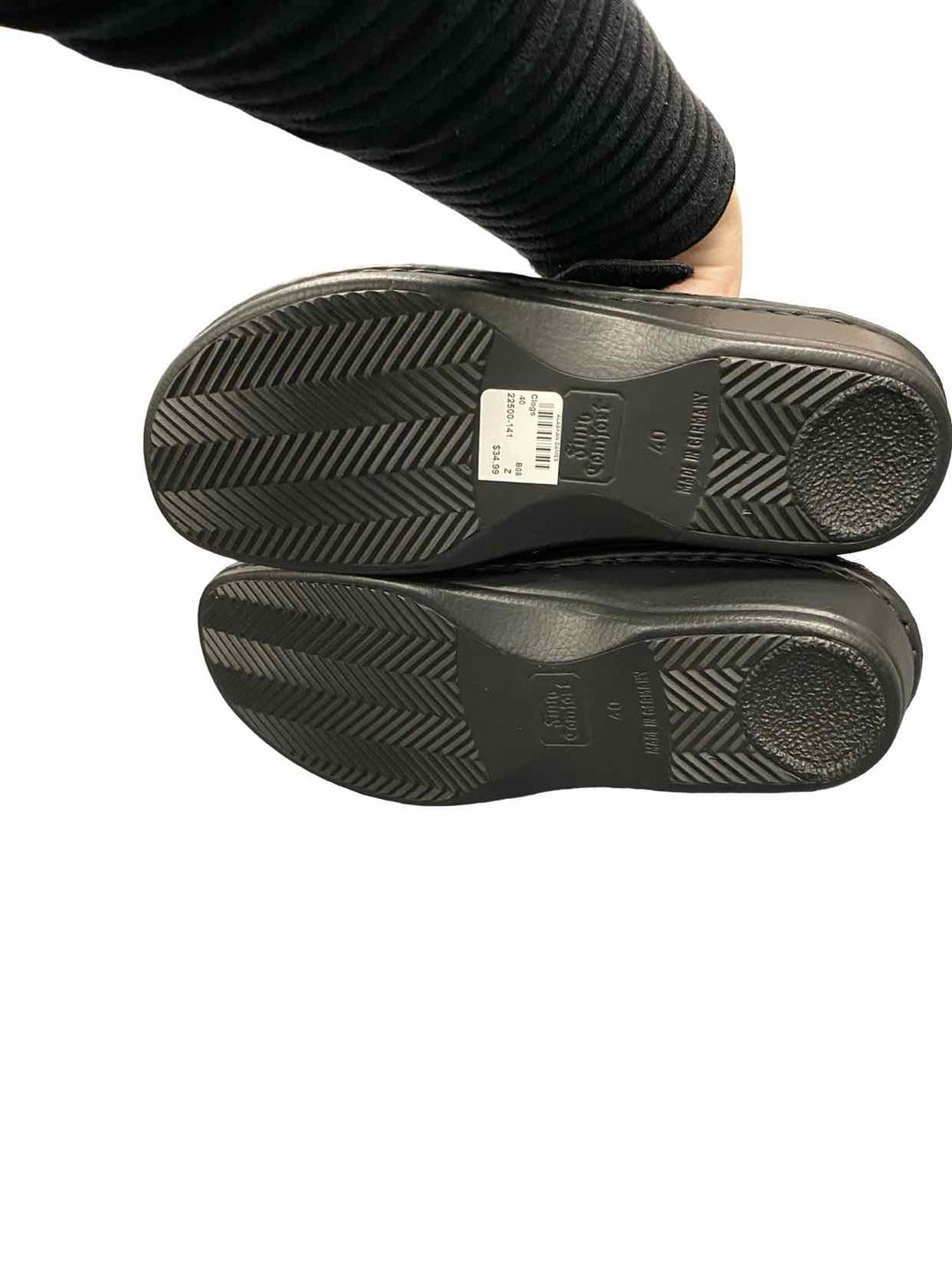 Finn Comfort Shoe Size 40 Black Crocodile Embossed Aussee Clogs