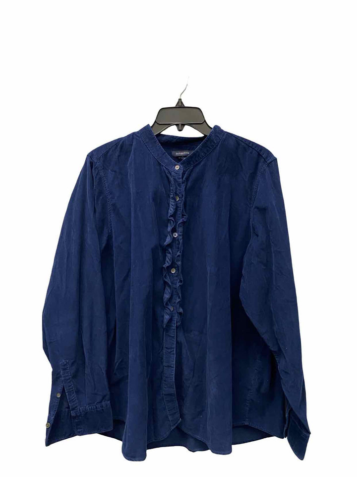 Lands End Size 2X Blue 100% cotton Corduroy Long Sleeve Shirts
